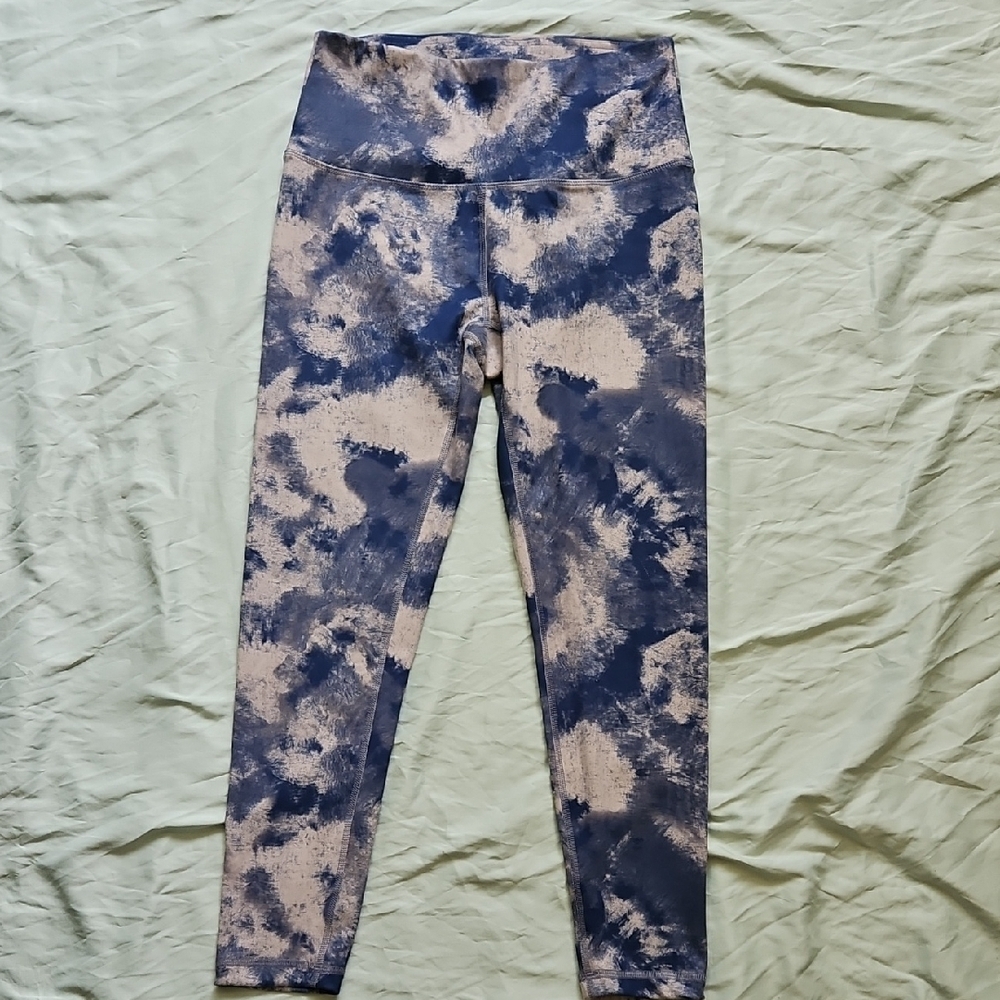 Harmony Balance Blue and Cream Tie-Dye Leggings, Size M